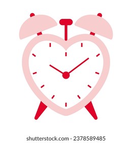 vector illustration of a heart shaped alarm clock isolated on white for banners, cards, flyers, social media wallpapers, etc.