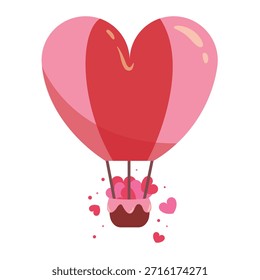 Ilustración vectorial de globo en forma de corazón en el cielo. Dando amor, sorprende un par de San Valentín.