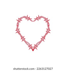  vector illustration of heart shaped barbed wire