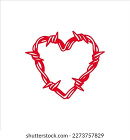vector illustration of heart shaped barbed wire