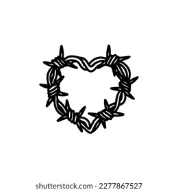 vector illustration of heart shaped barbed wire