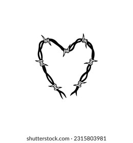 vector illustration of heart shaped barbed wire