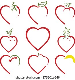 Vector illustration of heart shaped fruit logo