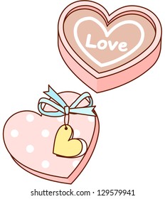 Una ilustración vectorial de la caja de regalo con forma de corazón