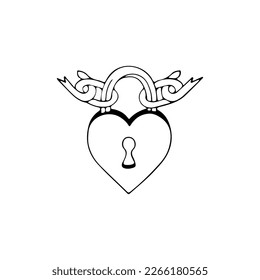 vector illustration of a heart shaped padlock