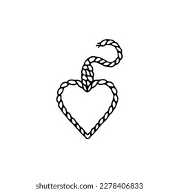 vector illustration of a heart shaped rope