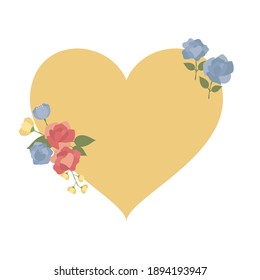Ilustración vectorial del marco de rosa con forma de corazón