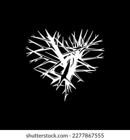 vector illustration of heart shaped thorns