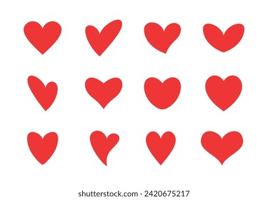 Vector illustration of heart shapes set.