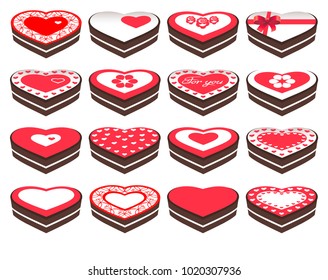 Vector Illustration. Heart shapes sweet cakes.