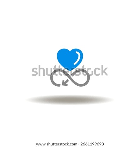Vector illustration of heart and sign of infinity with arrow. Symbol of wellness and longevity.