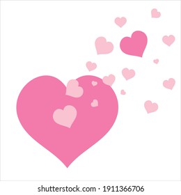 Vector illustration of heart with small hearts. Symbol of love and Valentine's Day.