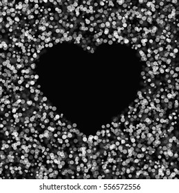 Vector illustration heart with sparkles.Glowing light glitter background. White spot lights background.