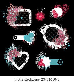 ilustración vectorial corazón y cuadrado
 icono de amor de forma de vector redondo. Símbolo de colección gráfica abstracta de conjunto de corazón.