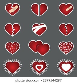 Vector illustration of a heart sticker. Stickers for St. Valentine's Day.