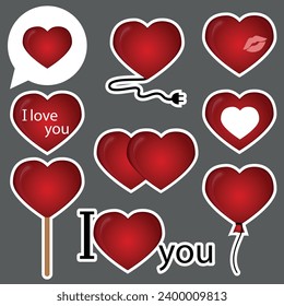 Vector illustration of a heart sticker. Stickers for St. Valentine's Day.