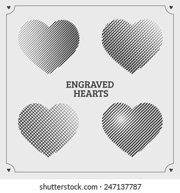Vector illustration of heart in the style of engraving