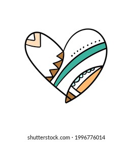vector illustration of heart symbol, with abstract cubism doodle style