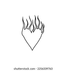 vector illustration of a heart symbol with fire