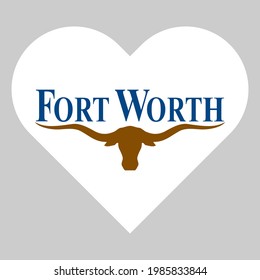 vector illustration. heart symbol icon with fort worth flag. sticker, print, decorative
