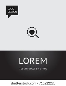 Vector Illustration Of Heart Symbol On Search Icon. Premium Quality Isolated Loupe Element In Trendy Flat Style.