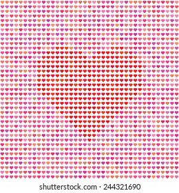 Vector Illustration  with  Heart Symbols on White Background