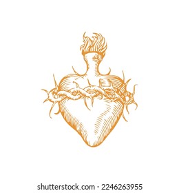 vector illustration of a heart with thorns