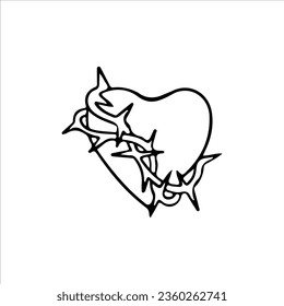 vector illustration of heart with thorns