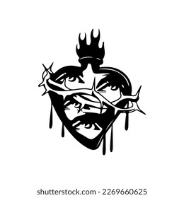vector illustration of heart with thorns concept