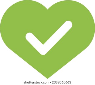 Vector illustration of heart with tick symbol of accepted.