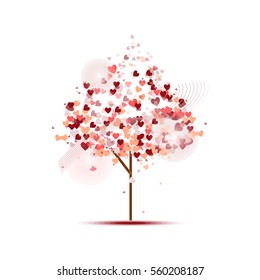Vector illustration heart in tree shape, design element