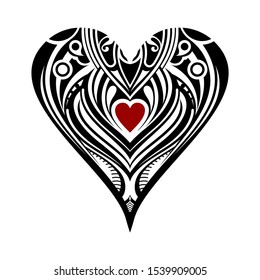 Vector illustration heart. Two hearts intertwined. This vector is suitable for all print jobs, plotter cutting jobs, mold making and laser jobs. Vintage ornamented heart design.