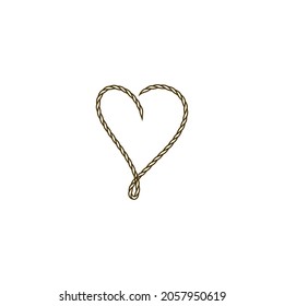 vector illustration of a heart using a string and forming a unique heart