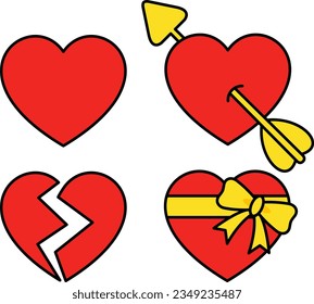 vector illustration of a heart in various shapes