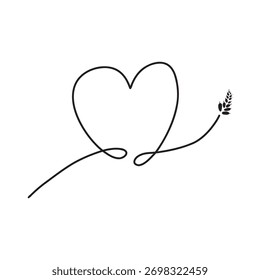 ilustração vetorial de um coração com trigo