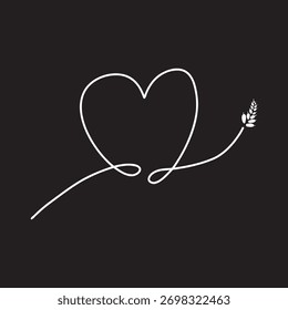 vector illustration of a heart with wheat
