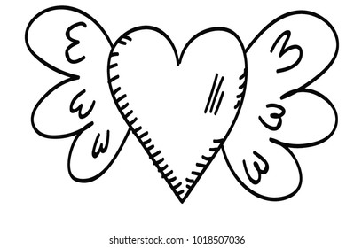 Vector illustration. Heart with wings on a white background. St Valentine's Day.
