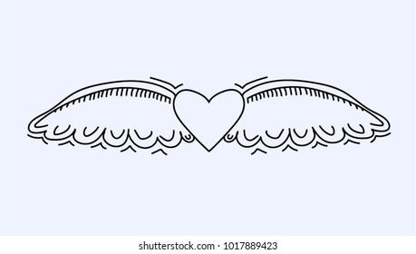 Vector illustration. Heart with wings. Valentine's Day.