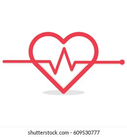 Vector Illustration of Heartbeat Heart Shape Pulse Cardio ecg or ekg