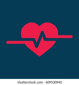 Vector Illustration of Heartbeat Heart Shape Pulse Cardio ecg or ekg