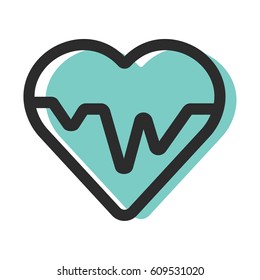 Vector Illustration of Heartbeat Heart Shape Pulse Cardio ecg or ekg