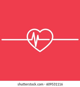 Vector Illustration of Heartbeat Heart Shape Pulse Cardio ecg or ekg