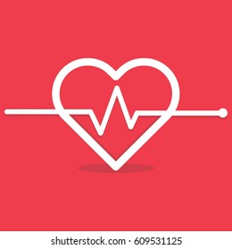 Vector Illustration of Heartbeat Heart Shape Pulse Cardio ecg or ekg