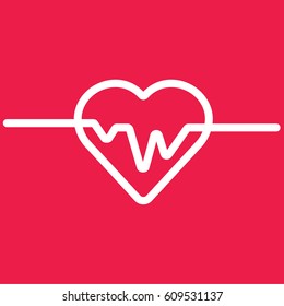 Vector Illustration of Heartbeat Heart Shape Pulse Cardio ecg or ekg