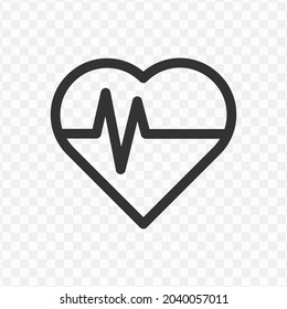 Vector illustration of heartbeat icon in dark color and transparent background(png).