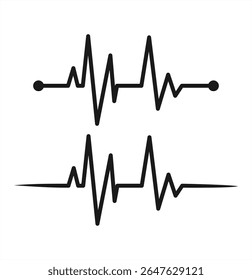 Vector illustration of a heartbeat line or ECG waveform in black on a white background. Perfect for medical graphics, health-related designs, and cardiology concepts.