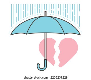 Vector illustration of heartbreak, depression and mental illness