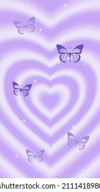 Vector illustration hearts  Abstract background and repeating gradient hearts   butterflies  Design template  Hypnotic pattern  Nostalgia for the year 2000  Y2k style