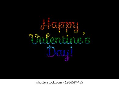 Vector illustration of Hearts of all colors of the rainbow on a black background. Symbol of gay people. Happy Valentine's Day!