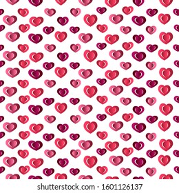 Vector illustration of hearts background seamless paper cut original red heart shape